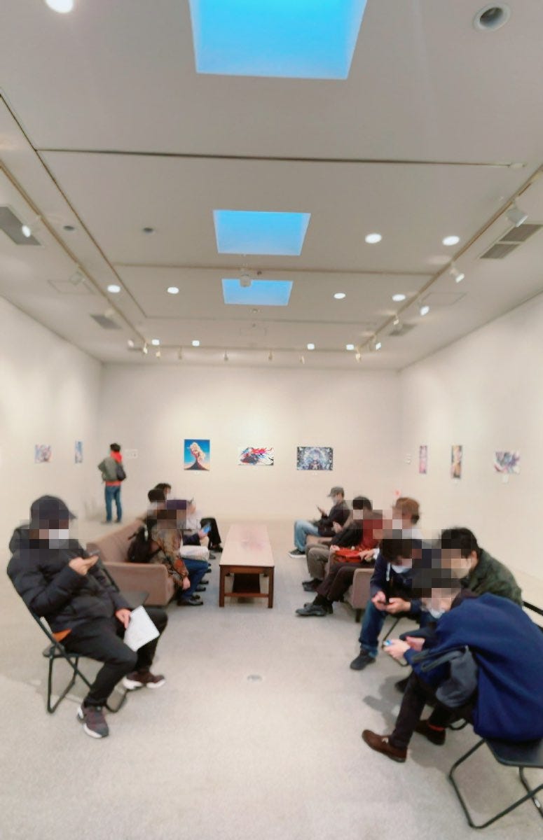 I love how the three winning AI Images are the constant focal center of the exhibit! Everyone gathered & generating!