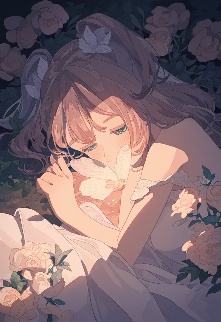 Sinking in the sea of flowers and sleeping in a dreamland