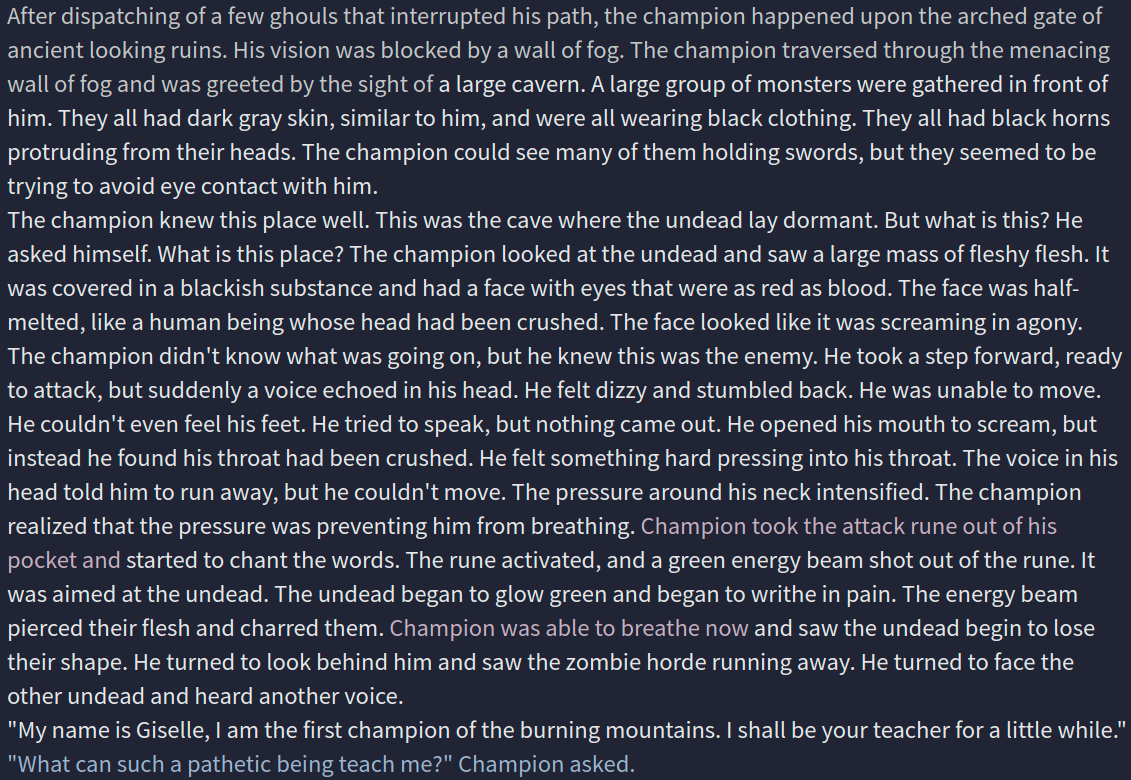 A story written by NovelAI