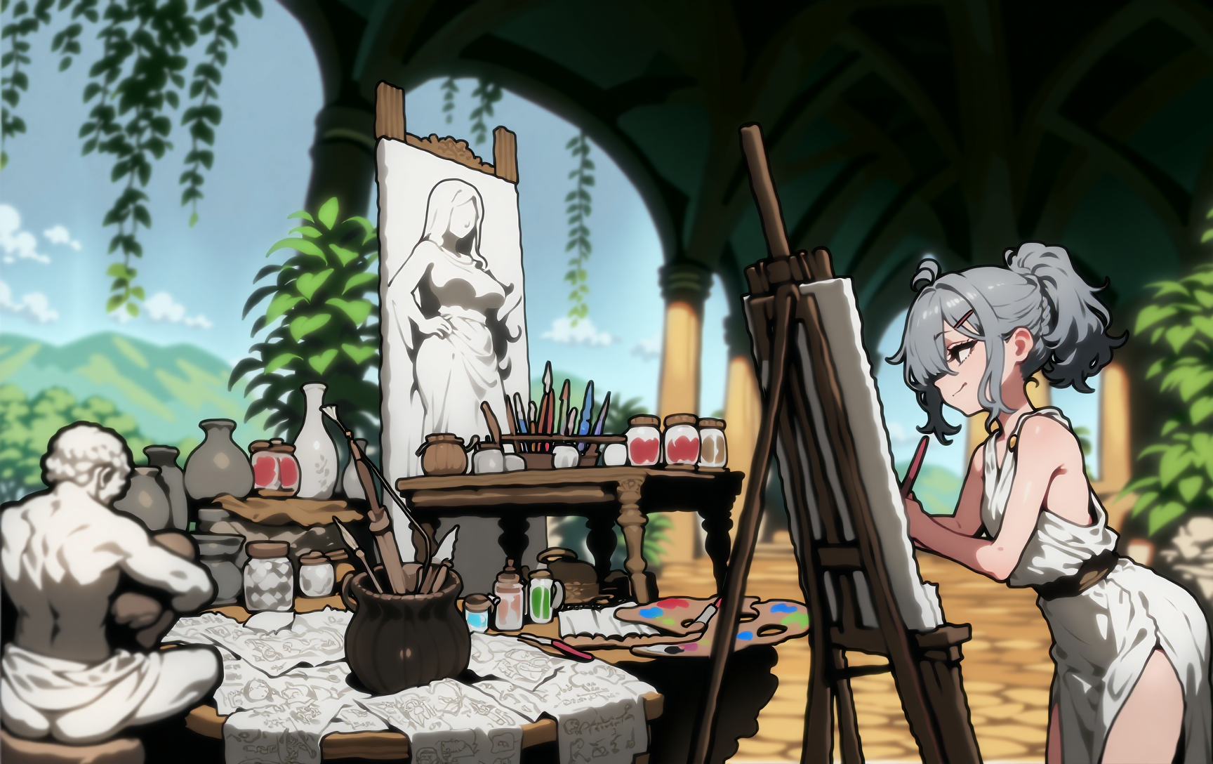 left: multiple generations stitched together, the perspective didn’t fit until img2img rerun vivible on the right right